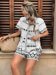 Shein Fehér Rövidnadrág Szett Ing Mintás (M)
