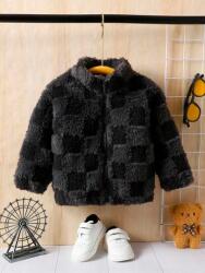 Shein Fekete Plüss Cipzáras Kabát (9-12M)