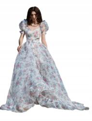 Shein Hosszú Bő Szabású Szoknya Virágmintával És Fodros Díszítéssel 38 1AM