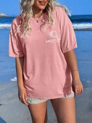 Shein Világos Rózsaszín Nyomott Mintás Póló (4XL)