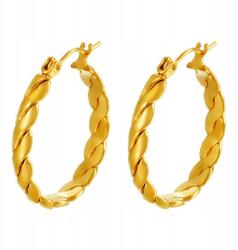  Fonott karika fülbevaló - 2, 5 cm, arany rozsdamentes acél