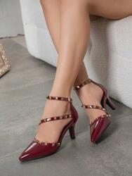 Shein Bordó Szegecses Cipő (36, 5) (604726)