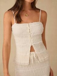 Shein Texturált Ekrü Felső Gombok (xs)