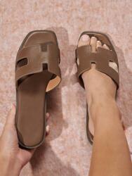 Shein Barna Négyszögletes Flip-flop Papucs (41) (601742)