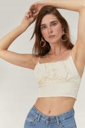 Nasty Gal Ekrü Szatén Fodros Felső (L) (468999)