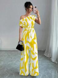 Shein Krémszínű Overál Megkötős Mintával (M)