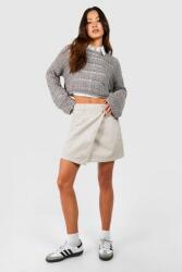 Boohoo Bézs Farmerszoknya Aszimmetrikus Sima Zsebek Hátul Boohoo 36