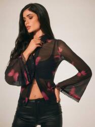 Shein Fekete Áttetsző Mintás Ing (M)
