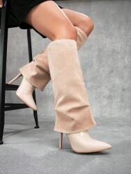 Shein Bézs Magasszárú Csizma Magassarkú (37) (598345)