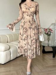 Dazy Bézs MIDI V-nyakú Ruha (M)