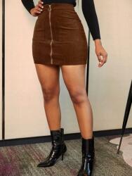 Shein Barna Mini Cipzáras Szoknya (s)