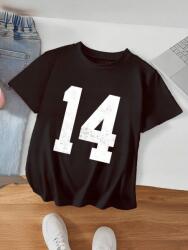 Shein Fekete Póló Nyomtatott Mintával (15L)