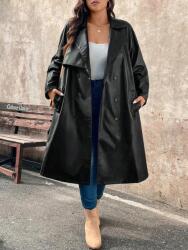 Shein Fekete Kabát Kétsoros Övvel (3XL)