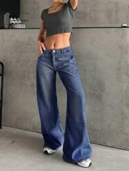 Shein Sötétkék Egyenes Farmernadrág (34)