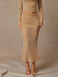  Haute Bézs Csipkés MIDI Szoknya (L)