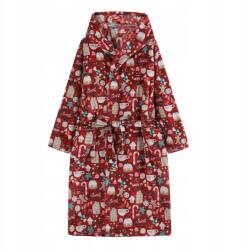 Spod Igły i Nitki Paulo kapucnis fürdőköpeny XXL Xmass piros karácsonyi mikroszálas (ŚWIĄTECZNY SZLAFROK UNISEX XXL)