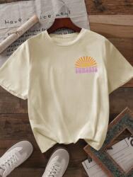 Shein Bézs Laza Nyomott Mintás Póló (L)