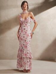 Shein Ruha Rózsaszín Virágmintás Maxi Ruha (L)