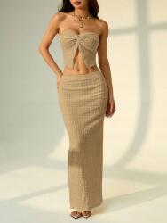 Shein Bézs Szoknya Felső Szett (xxs)