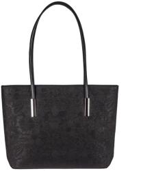 Run Fa Nyomott virágmintás fekete műbőr női válltáska 34 cm Run Fa (a 6095 nyom fekete nagy)