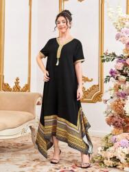 Shein Fekete Maxi Ruha Hímzéssel (15L) (578642)