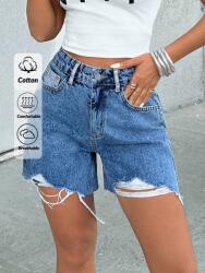 Shein Kék Lyukacsos Farmer Rövidnadrág (M)