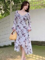 Shein Szürke Chiffon Ruha Mintás (M) (575160)