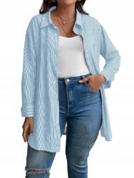 Shein Kék Csíkos Női Ing Plus Size Gallérral 46 1GE