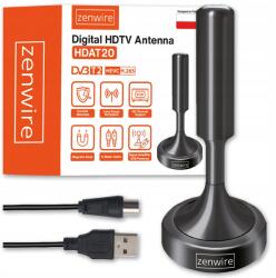 Zenwire Földfelszíni Tv antenna DVBT2, Hevc H. 265, beltéri, erős, 5M (Antena Pokojowa do Telewizji Wzmacniacz TV 5M)