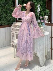 Shein Rózsaszín Chiffon Mintás Ruha (M) (576912)