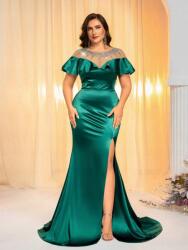 Shein Zöld Szatén Strasszos Ruha (2XL)