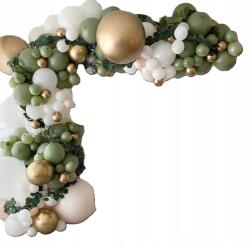 Balonowy Świat Lufi Szett Zöld Arany Fehér Boho Gyerek Egy Éves Keresztelő Esküvő