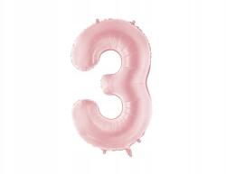 Party Deco Fólia lufi ''3'', 86cm, világos rózsaszín