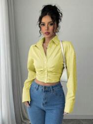 Shein Pasiasta Rövid Ujjú Blúz, Ráncolt (XL)