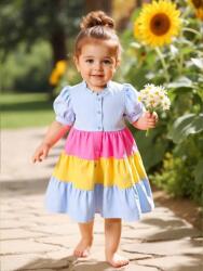 Shein Háromszínű Gombos Ruha (12-18M)