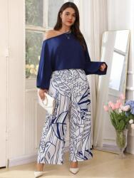 Shein Sötétkék-fehér Mintás Szett (1XL)