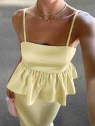 Shein Sárga Cipzáras Vállpántos Felső (M)