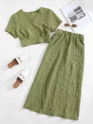 Shein Zöld Felső Gombos Ráncolással (M)