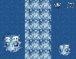 Takoy Panel babazsákra vízálló poliészter 155x120 kék robotok