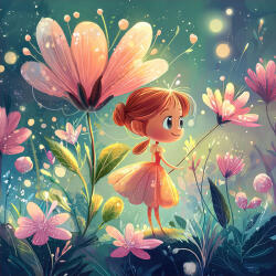 Takoy Panel vízálló poliészterből 50x50 vöröshajú lány egy nagy virág alatt