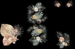 Takoy Panel babazsákra vízálló poliészter 150x105 Oasis - arany -zöld levelek fekete alapon