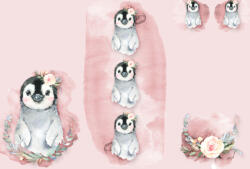 Takoy Panel babazsákra vízálló poliészter 150x105 pingvin rózsaszín