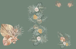 Takoy Panel babazsákra vízálló poliészter 150x105 Oasis - arany-zöld levelek zöld alapon