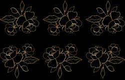 Takoy Panel babazsákra vízálló poliészter 150x105 arany virágok