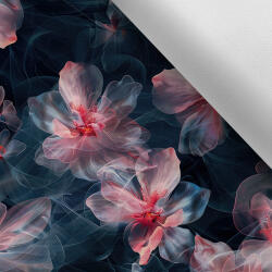 Takoy Vízálló poliészter TD/NS rózsaszín áttetsző virágok fekete alapon