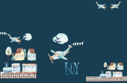 Takoy Panel babazsákra vízálló poliészter 150x105 vonatok trains sötétkék