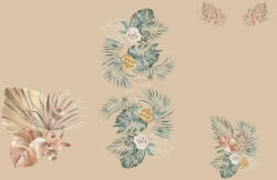 Takoy Panel babazsákra vízálló poliészter 150x105 Oasis - arany-zöld levelek bézs alapon