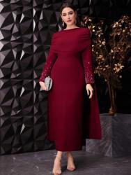 Shein Bordeaux MIDI Ruha Cirkón Kövekkel (s)