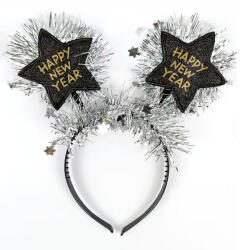 Mezőfi Happy new year, csillagos fejdísz, fekete, ezüst boával