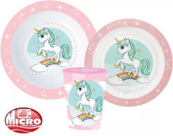  Unikornis Range étkészlet, micro műanyag szett, pohárral 260 ml (JVL11162) - oliviashop